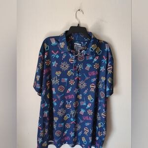 Birdie Bound Golf Polo Men's Blue Graphic Shirt